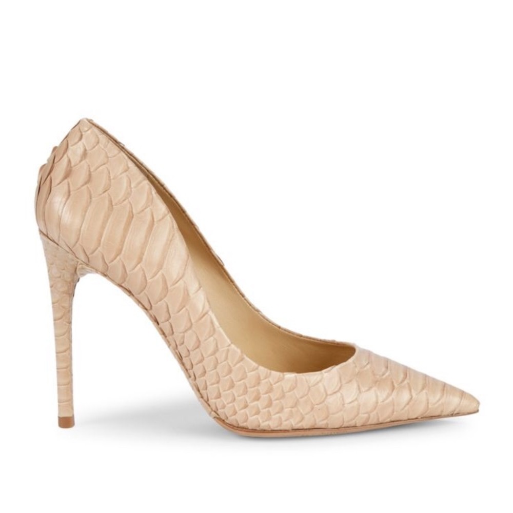 NEW Alexandre Birman nude snakeskin pumps 7.5 - Picture 5 of 8